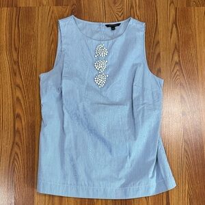 Banana Republic Striped Sleeveless Top with White Jewel Clusters NWT
